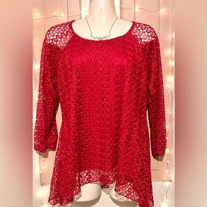 Cocomo Elegant Red Lace Women's Top